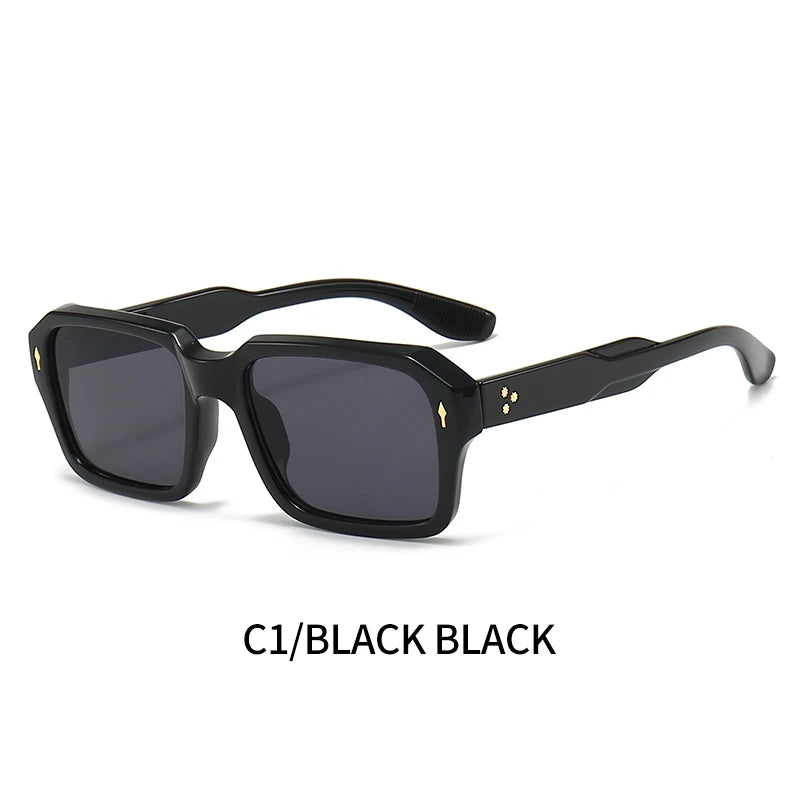 New Trendy Square Red Sunglasses Brand Designer Rivets Shades Eyewear Rectangle Sun Glasses UV400