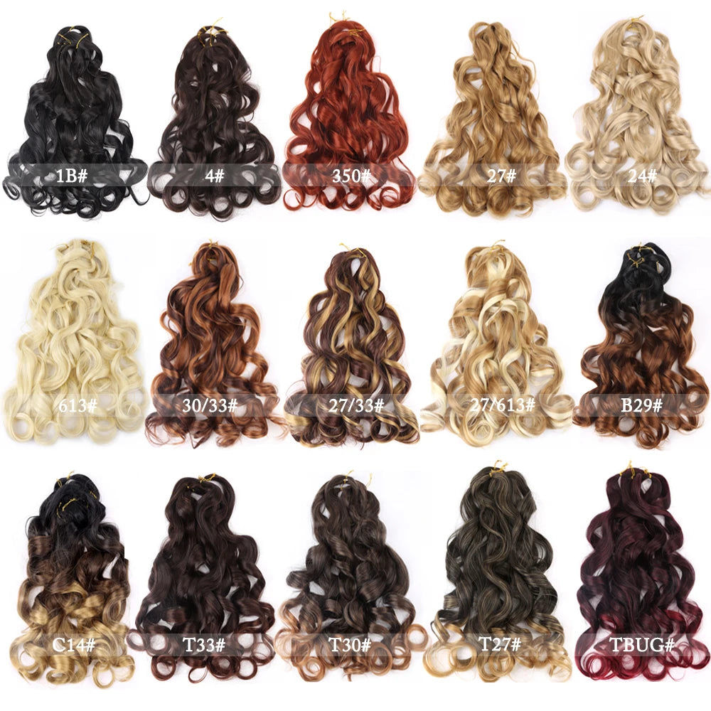 French Curly Crochet Braiding Hair Synthetic Loose Wave Ombre Braids Hair for Women  Spiral Curls Pre Stretched Hair Extensions