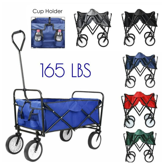 Collapsible Wagon Cart Beach Folding Utility Heavy Duty Camping Grocery Trolley Hand Garden Cart Outdoor Camping