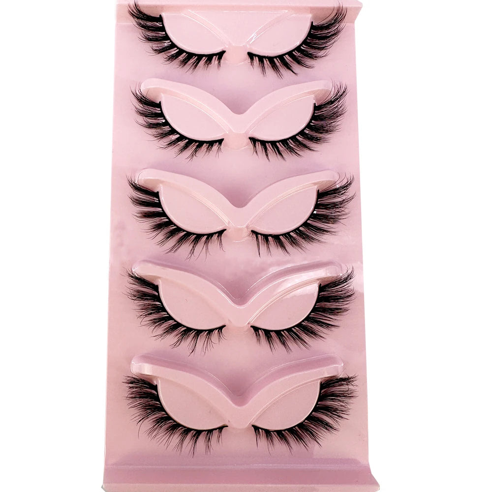 New Cat Eye Lashes Mink Eyelashes 3D Curl Winged Natural Realistic Messy End Eye Elongated Thick False Eyelashes Soft Fake Lashes