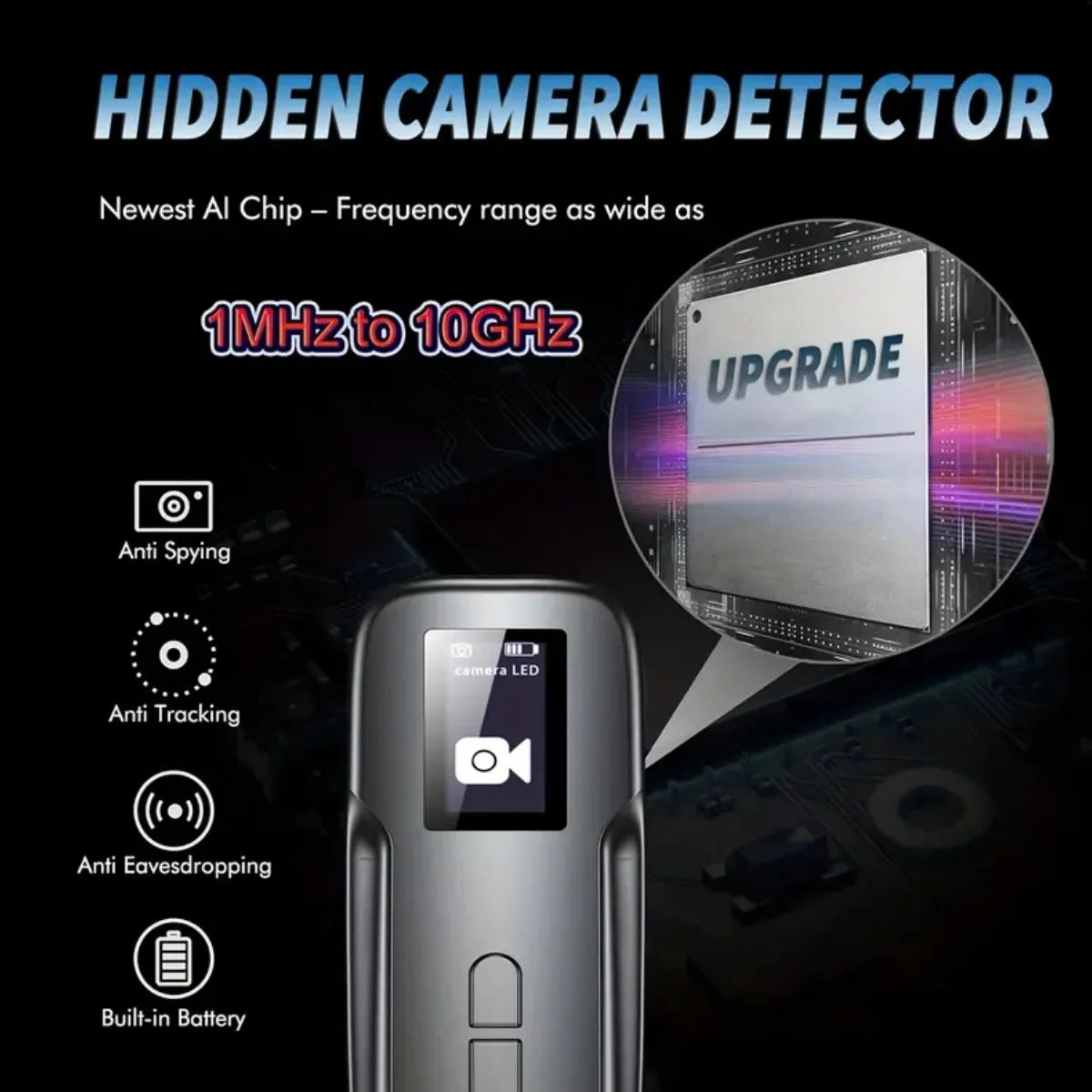 Hidden Camera Detectors Device Detector, Spy Detector, RF/Bug Signal Scanning/IR Mode Detection/Magnetic Field Detection