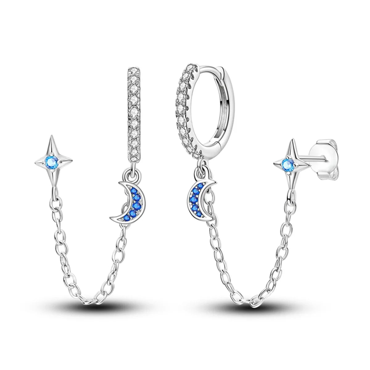 925 Sterling Silver Star Moon Starry Sky Series Drop Earrings For Woman Fashion Party Fine Gifts Elegant Jewelry Accessories