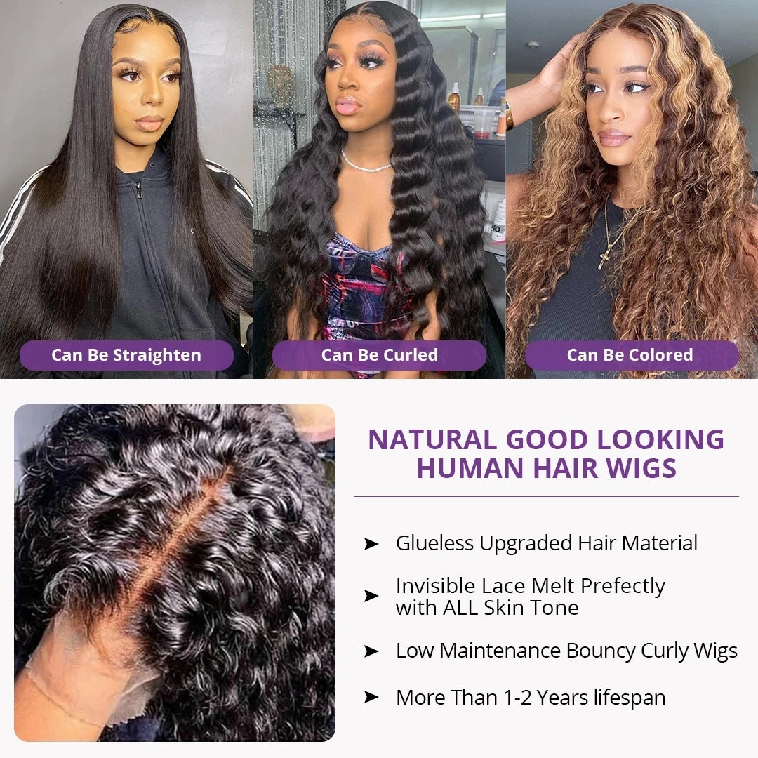 200% Density 4x4 13x4 Kinky Curly HD Lace Frontal Wig Curly Lace Front Human Hair Wig Transparent Lace Frontal Human Hair Wigs