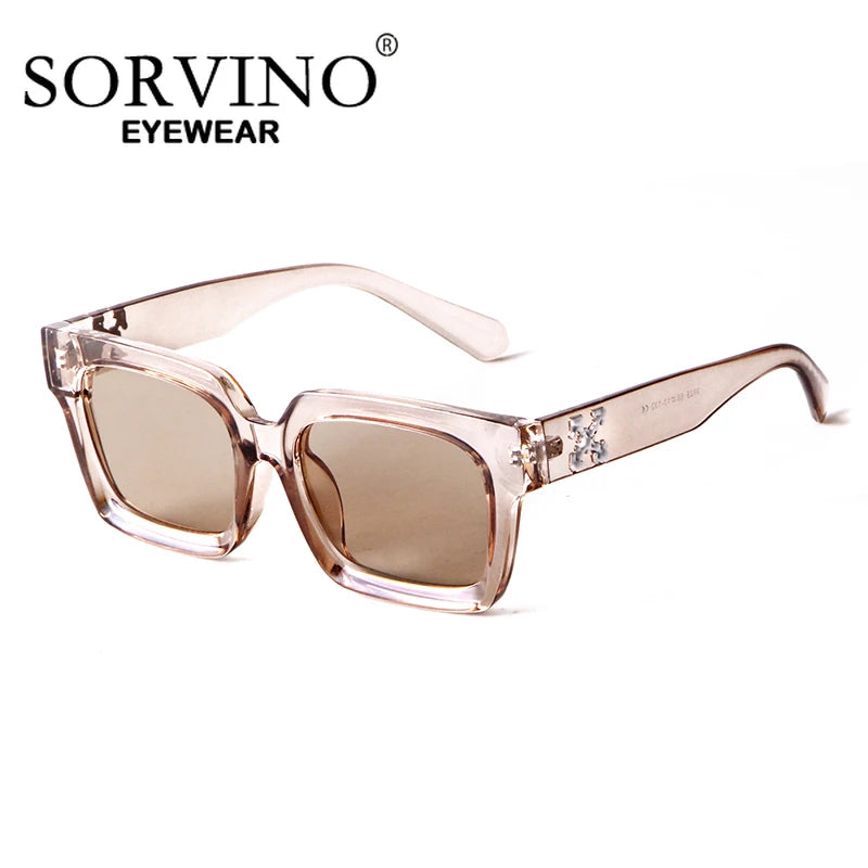 SORVINO Fashion Square Sunglasses Shades UV400 Leopard Brown Punk Colorful Sun Glasses Anti-blue Light Flat Glasses