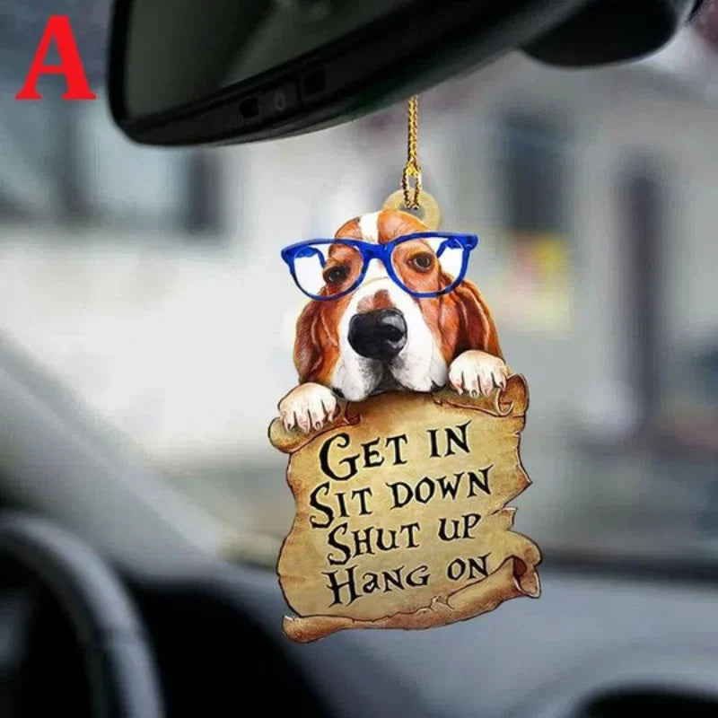 1PC/2PCS Cute Dog Car Hanger, Adorable Acrylic Animal Pendant for Automotive Interior Decoration, Double-Sided Ornament