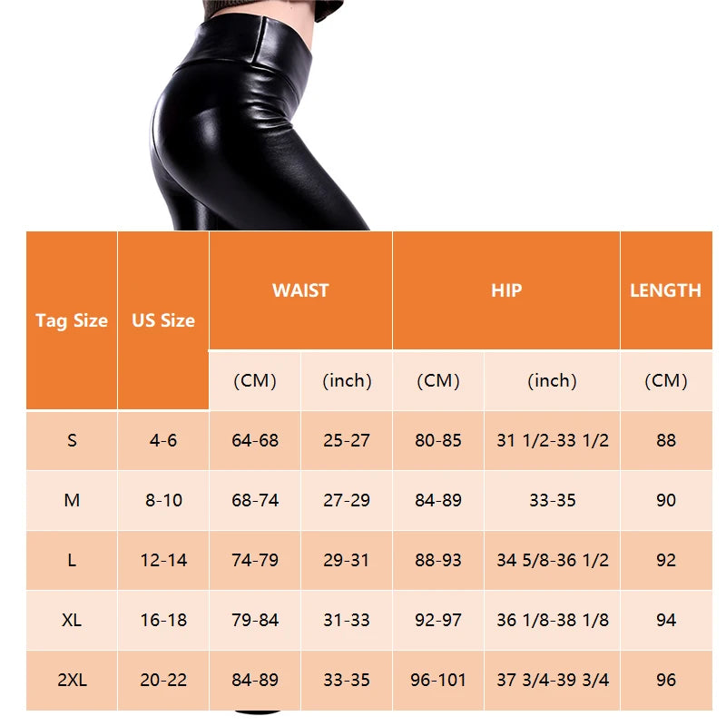 Leather Pencil Pants Women Sexy Tight Booty Up Skinny Leggings Faux Trouser High Waisted Tummy Control Slim Leggings