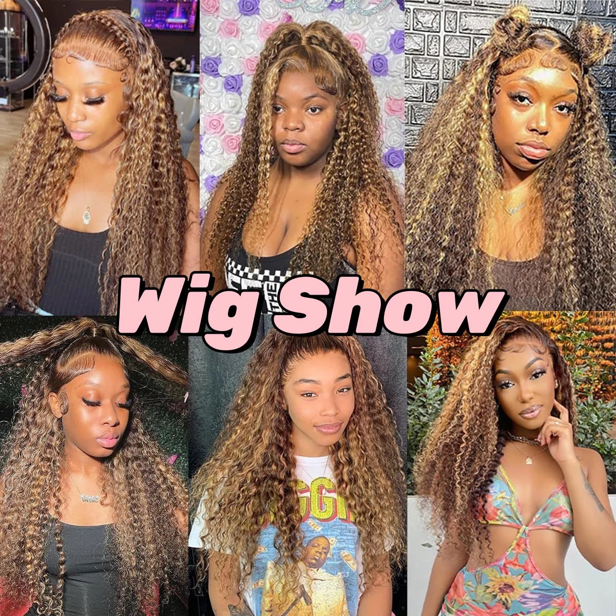 Deep Wave P4/27 Color Curly Wigs 200 Density 13x4 HD Transparent Lace Front Human 100% Natural Brazilian Hair Frontal Wigs