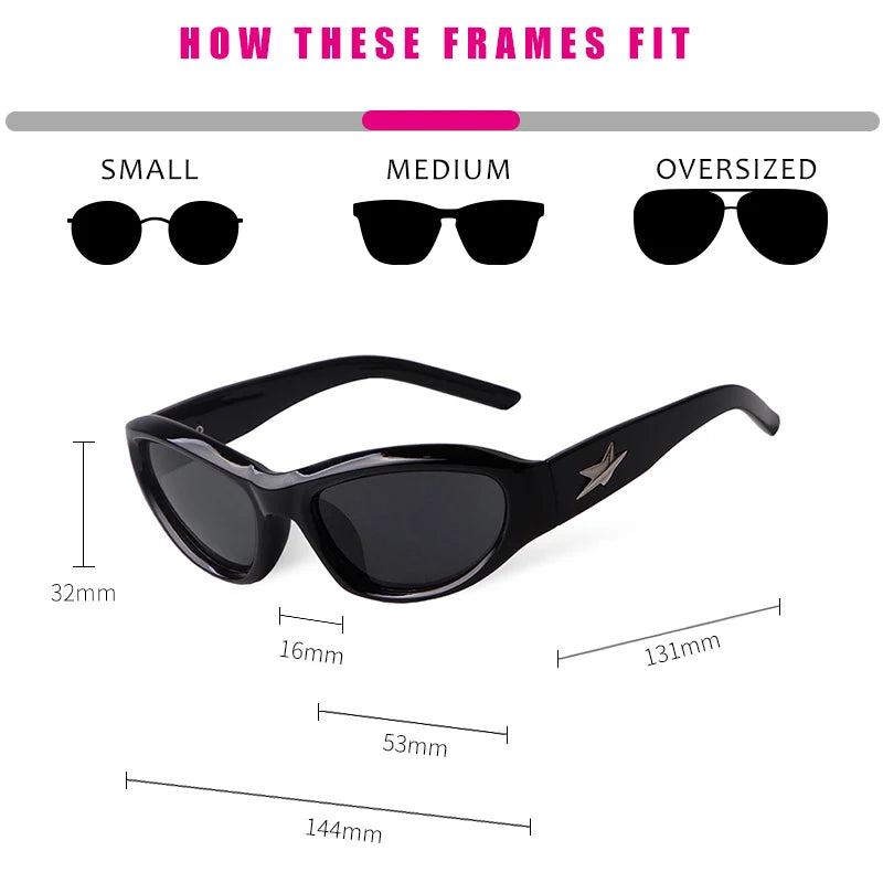 Purple Mirror Sunglasses Brand Rectangle Trendy Sport Cycling Shades Eyewear Star Rivets Sun Glasses