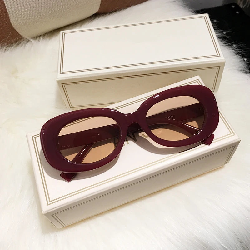 Luxury Sunglasses for Women Men Retro Vintage Sun Glasses Lovely Red Frame Trend Oval Shades Eyeglasses UV400