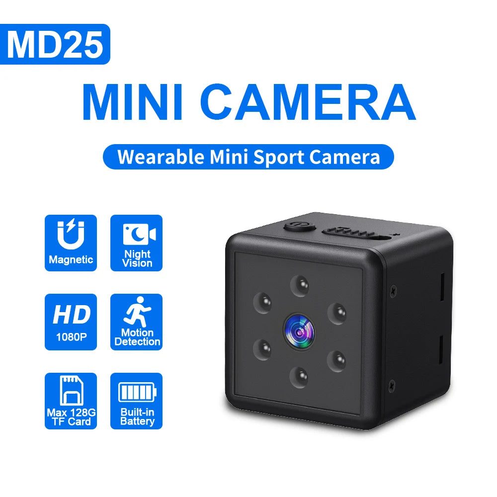 MD25 Micro Video  Record Camera 1080P HD Voice Camcorders Mini Cam Infrared Night Vision Recording Clip Sports DV