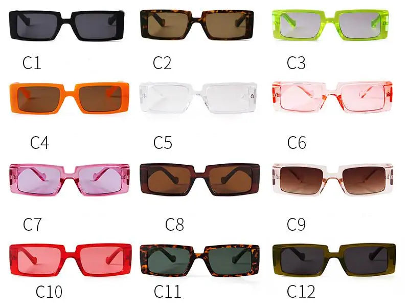 Retro Rectangle Sunglasses Design Fashion Flat Top Sun Glasses Shades