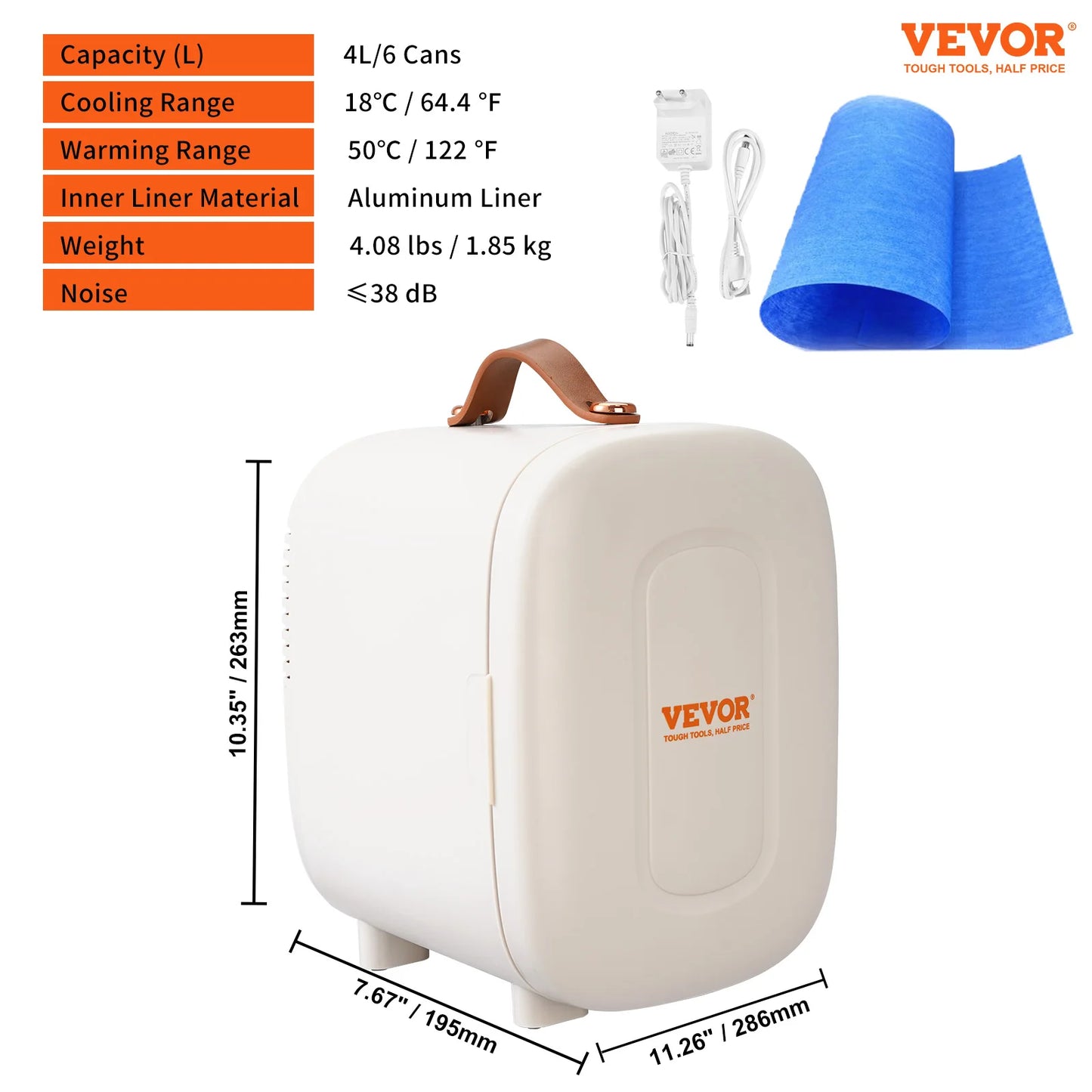 VEVOR 4L Mini Desk Fridge Car Refrigeration Keep Cooler Portable Cosmetics Warm Heat Mask Beverage for Household Dormitory Home