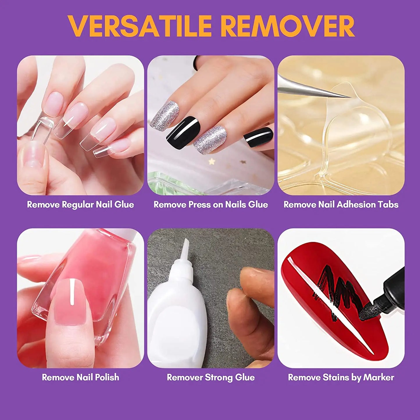 Nail Glue Remover Glue Off for False Nails, Press ON Nails Glue Remover Fake Nail Adhesives Remover Nail Glue