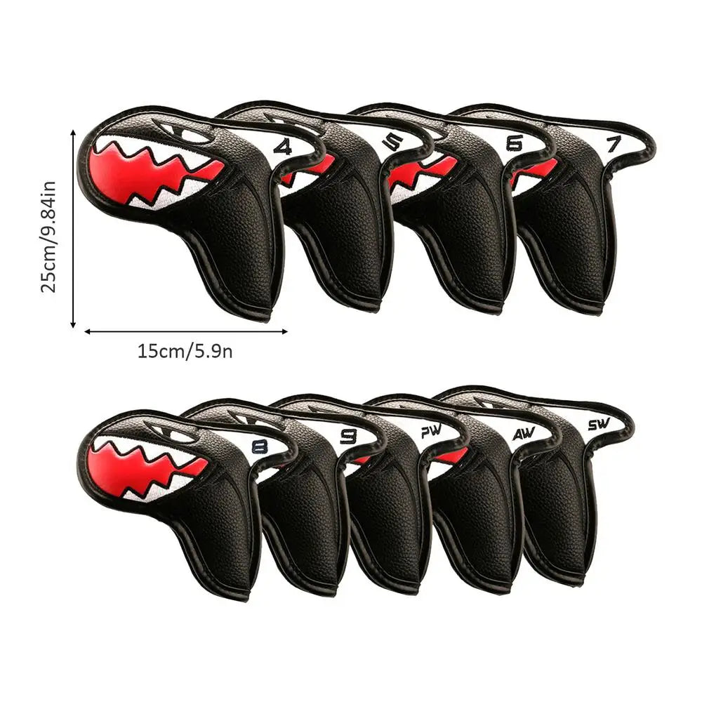 9pcs Golf Club Cover Sharks Golf Club Iron Head Covers Waterproof Golf Putter Protector Headcover Golf Accessories Supplies