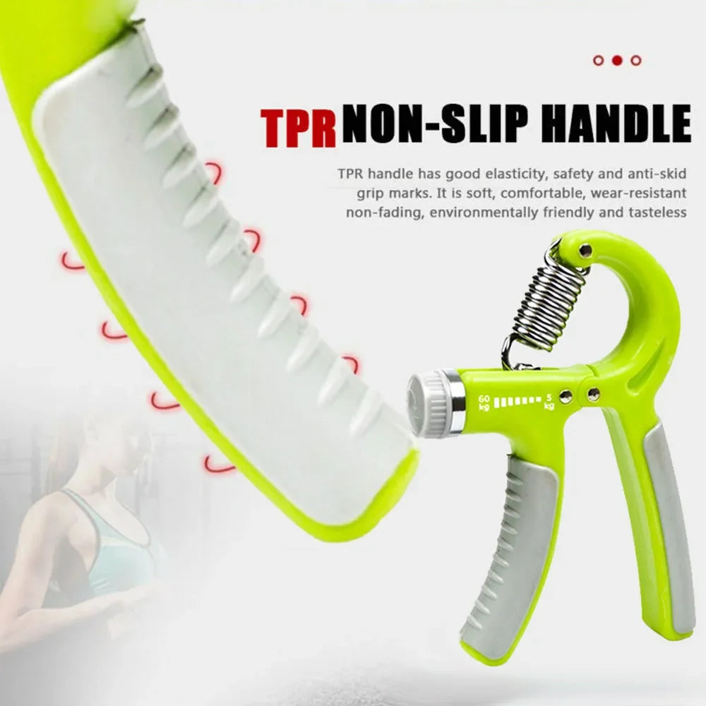 New 5-60KG Adjustable Hand Trainer Gym Fitness Training Hand Grip Exerciser Wrist Finger Rehabilitation Training Hand Grip Green