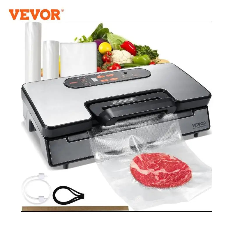 VEVOR 90Kpa 130W Vacuum Sealer Food Packaging Machine with Free 10pcs Vacuum bags for Household Kitchen Vacuum Food Sealing