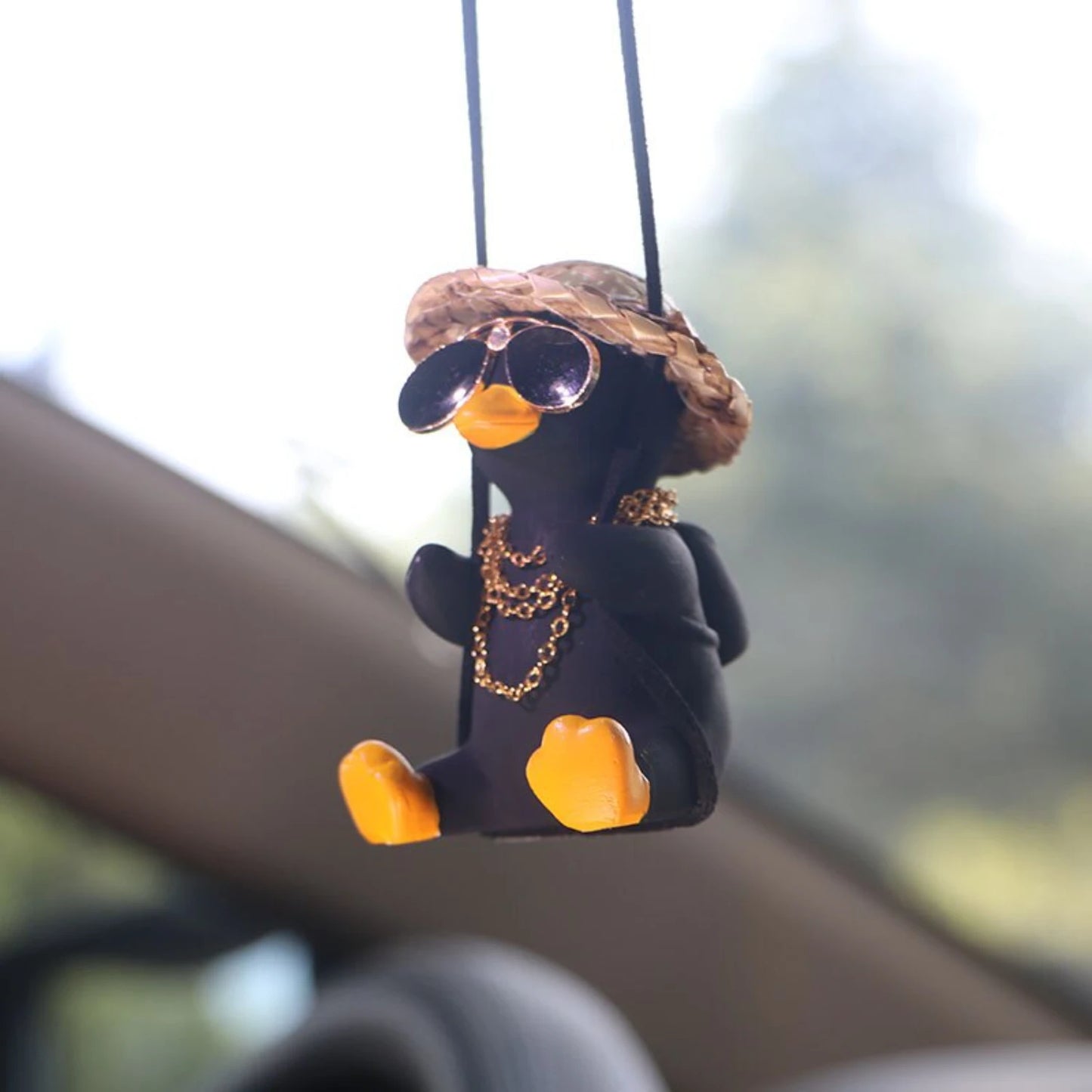 Playful and Adorable Fun Duck Car Charm Hanging Ornament - Coolity Swinging Design - 1pc of Cute Car Accessories for Teens