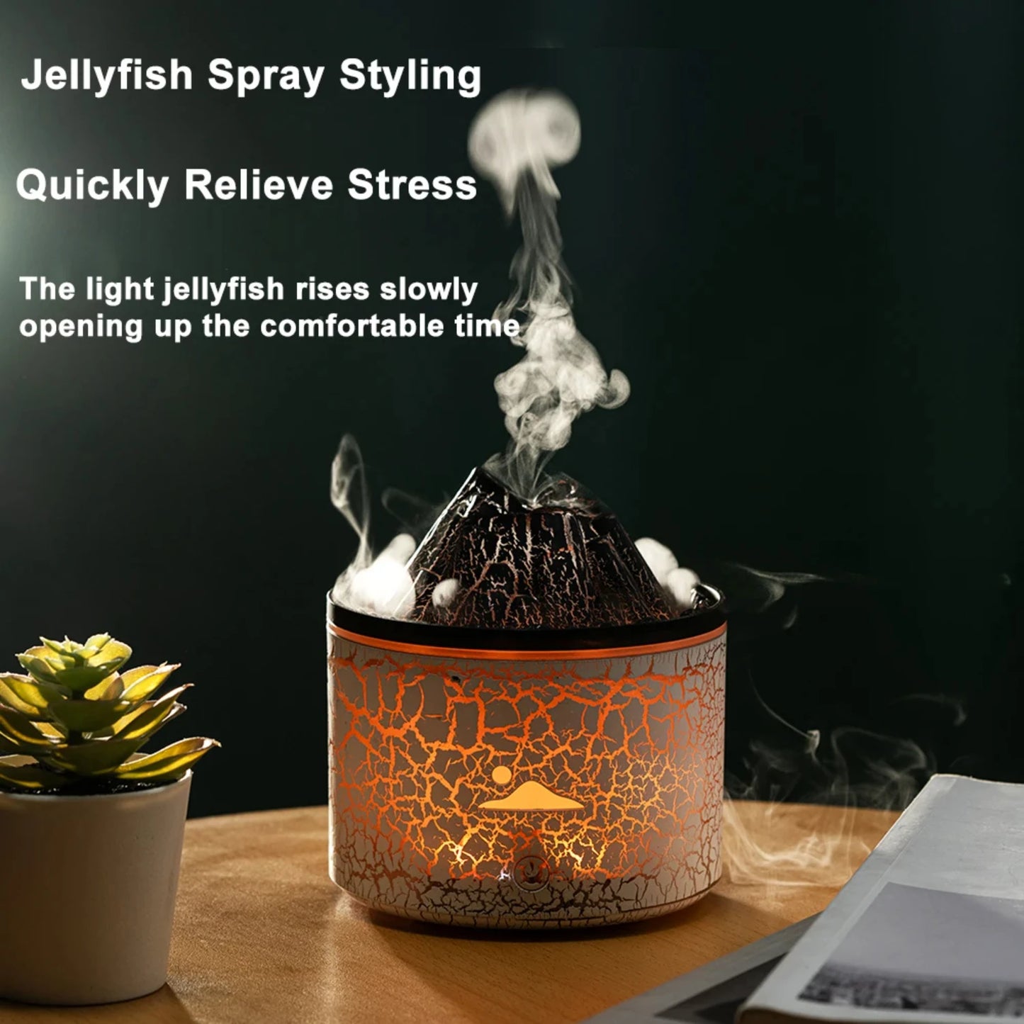 New Elegant, stylish, and compact 180ml Mini Volcanic Flame Essential Oils Diffuser Air Purifier Humidifier for Bedroom