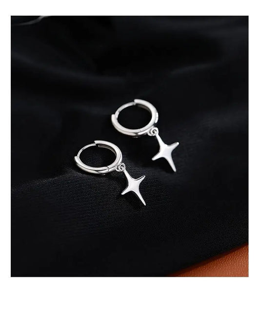 REETI 925 Sterling Silver star hoop Earrings Temperament Simple Inlaid for Women Wedding Jewelry Accessories