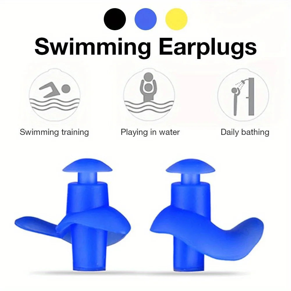 2 pieces Swimming Earplugs Waterproof Reusable Silicone Ear Plugs Diving Sport Plugs  Water Surf Showering Bathing