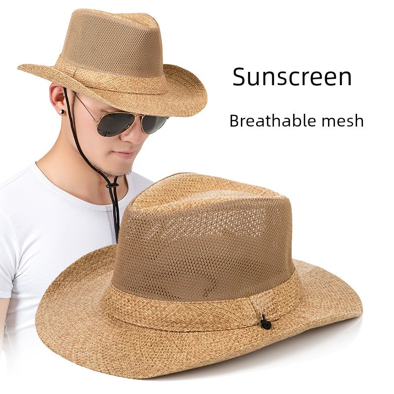 Sun Hat Men's Fishing Summer Outdoor Breathable Straw Hat