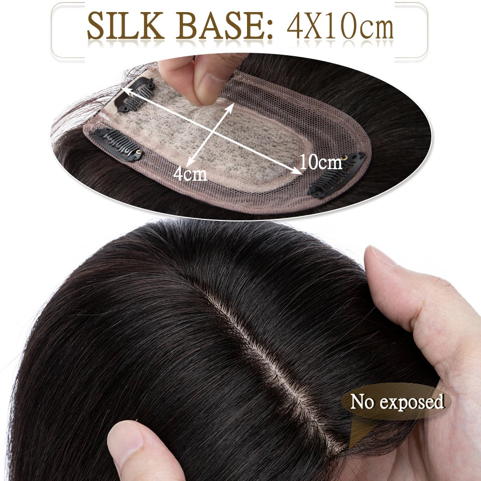 Hair Toppers 7x13cm Women Topper Hair Clip Natural Hair Wig 100% Human Hair For Women Silk Base Clip In Hair Extension