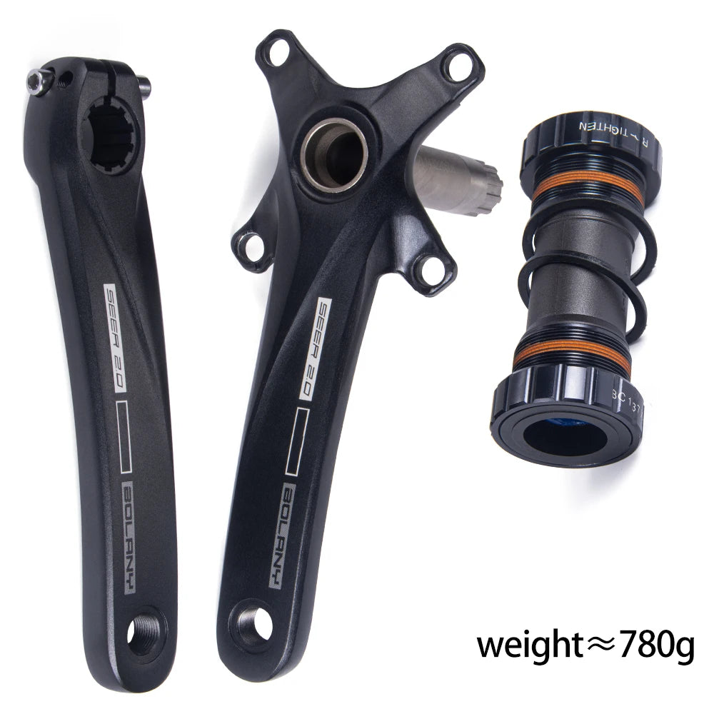 BOLANY Bicycle Crankset 170mm 104BCD Mountain Bike Double Disc Crank with Bottom Bracket 34T 36T 38T Aluminum Alloy Bike Cranks