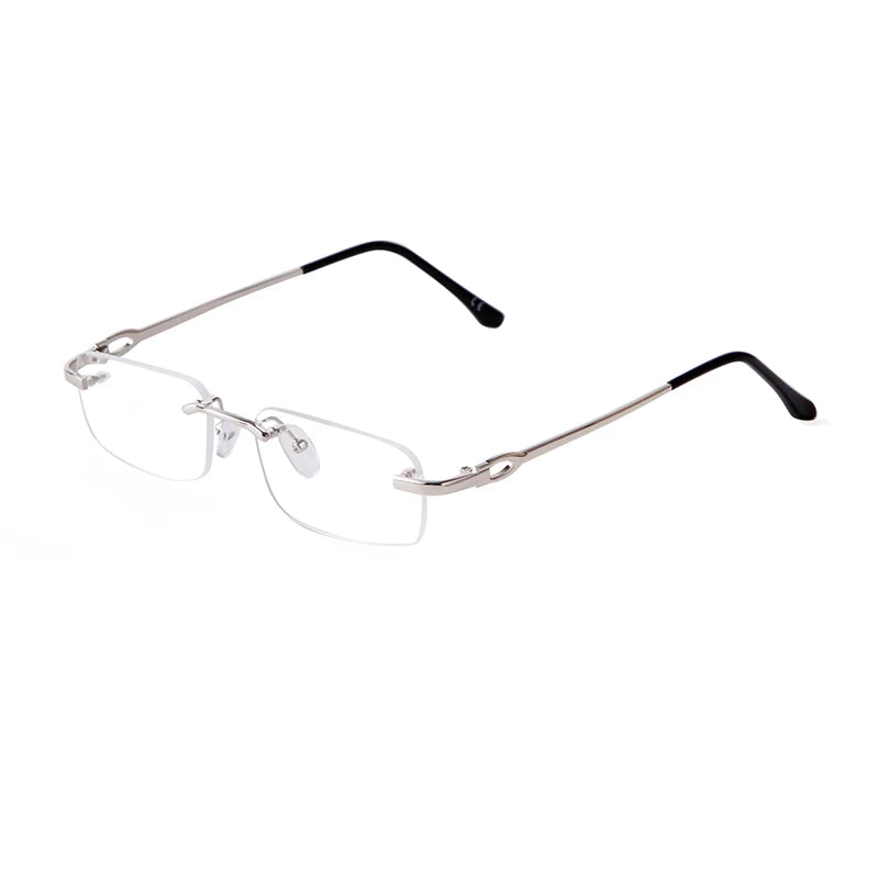 Vintage Brown Rimless Rectangle Sunglasses Clear Lens Eyeglasses Frameless Anti Blue Light Eyewear  Sun Glasses