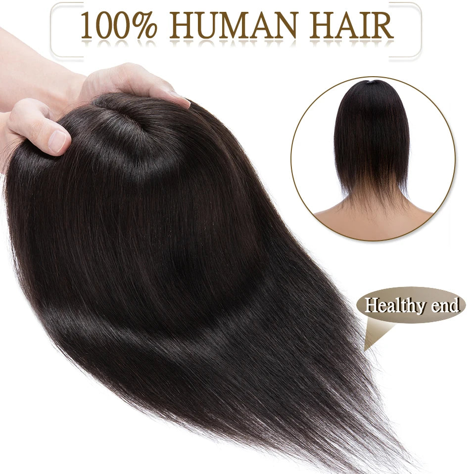 Hair Toppers 7x13cm Women Topper Hair Clip Natural Hair Wig 100% Human Hair For Women Silk Base Clip In Hair Extension