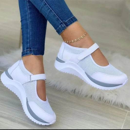 Round Head Knitted Women's Thick Sole Single Shoes Casual Women's Shoes Sneakers Women