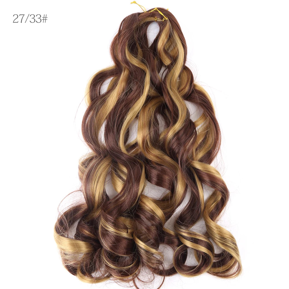 French Curly Crochet Braiding Hair Synthetic Loose Wave Ombre Braids Hair for Women  Spiral Curls Pre Stretched Hair Extensions