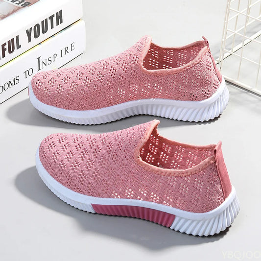 Fashion Mesh Shoes Women Shoes Mesh Sports Shoes Breathable Flats Soft Sole Casual Sneakers