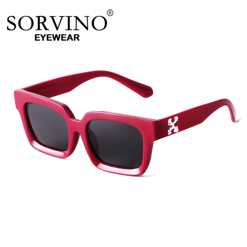 SORVINO Fashion Square Sunglasses Shades UV400 Leopard Brown Punk Colorful Sun Glasses Anti-blue Light Flat Glasses