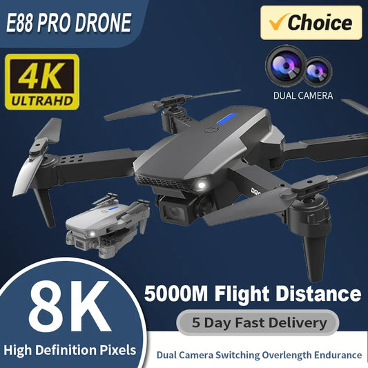 E88 PRO Professional Drone HD Camera WiFi FPV Height Hold Foldable Remote Control Aerial Photography Quadcopter Toys Gifts