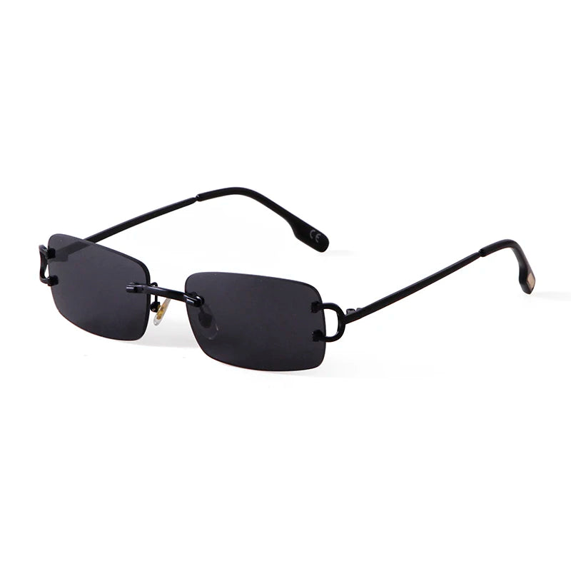 Blue Rimless Rectangle Sunglasses Brand Design Metal Fashion Square Sun Glasses for Gradient Lens Frameless UV400