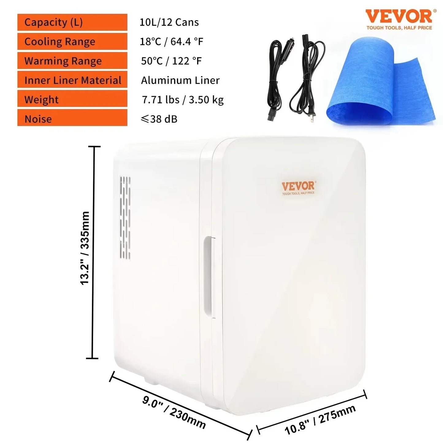 VEVOR 10L Car Refrigerator Mini Portable Skincare Fridge Cooling Freezer Food Drink Storage Box Container for Home Car Bar Use