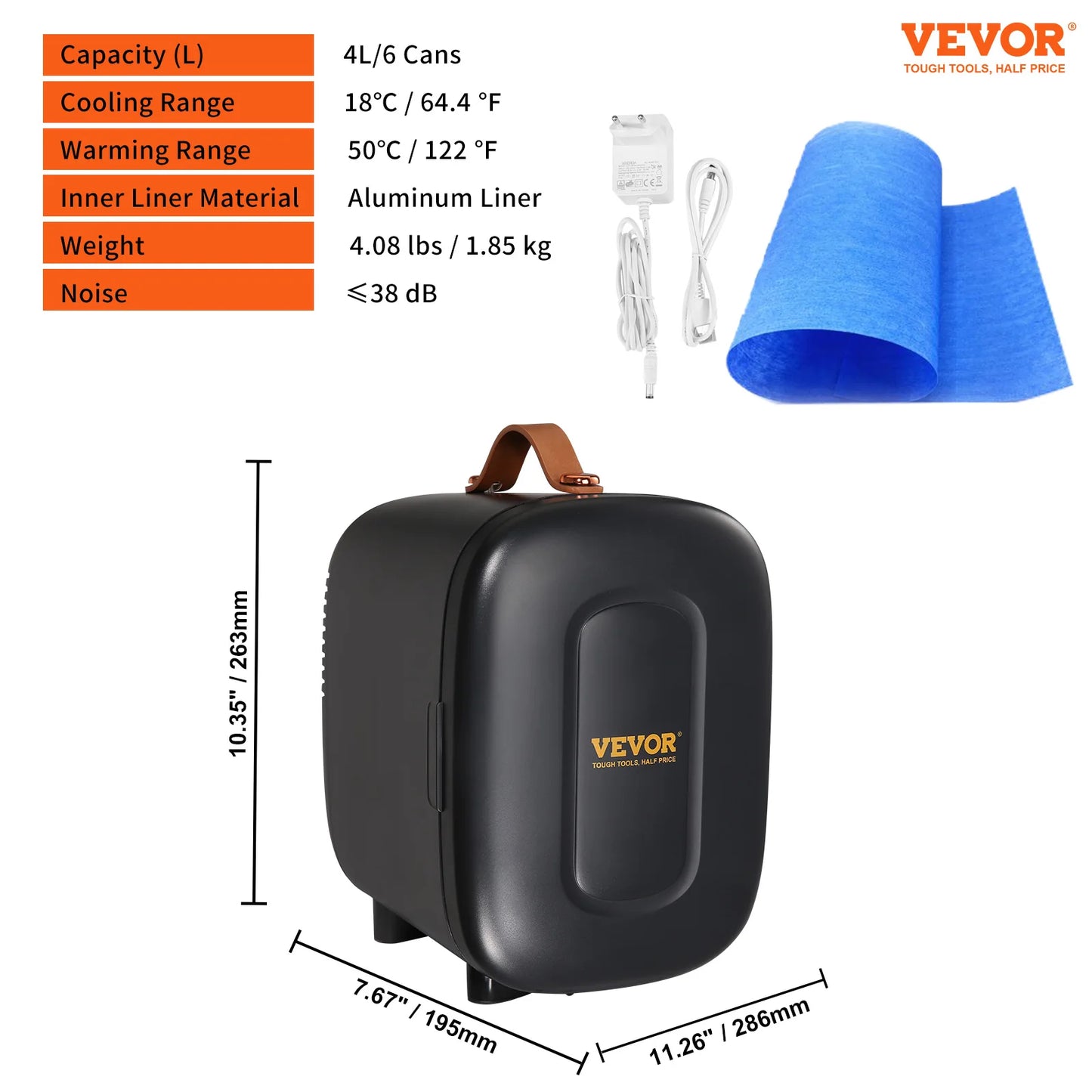 VEVOR 4L Mini Desk Fridge Car Refrigeration Keep Cooler Portable Cosmetics Warm Heat Mask Beverage for Household Dormitory Home