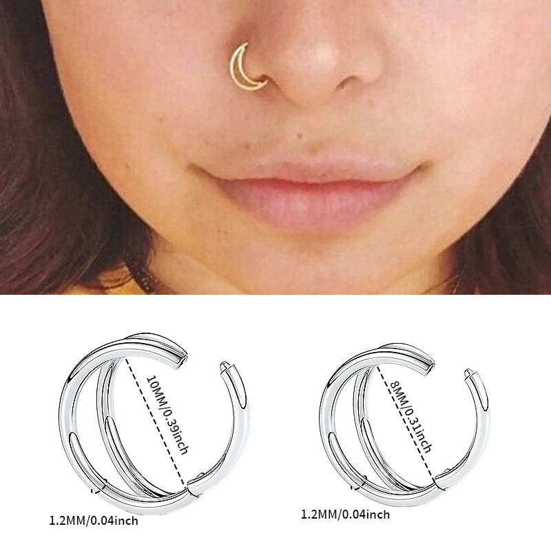 Nose Rings Hoops Double Septum Rings Cartilage Hoop for Women and Men