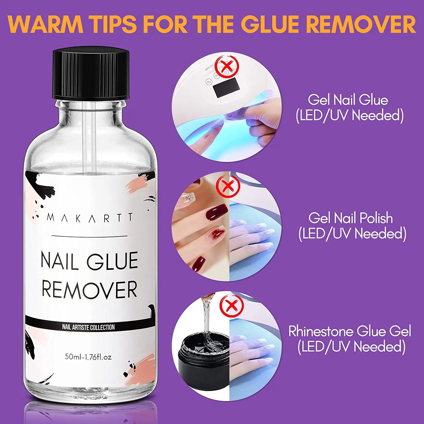 Nail Glue Remover Glue Off for False Nails, Press ON Nails Glue Remover Fake Nail Adhesives Remover Nail Glue