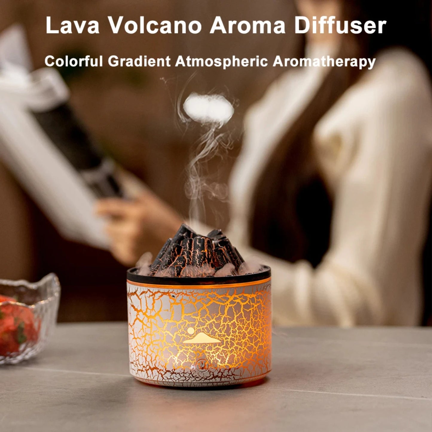 New Elegant, stylish, and compact 180ml Mini Volcanic Flame Essential Oils Diffuser Air Purifier Humidifier for Bedroom