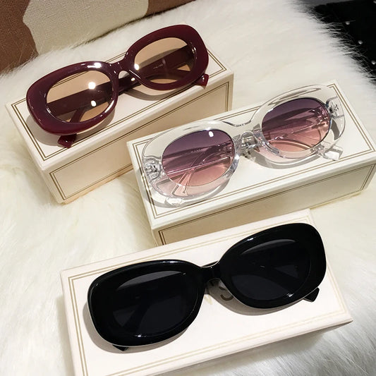 Luxury Sunglasses for Women Men Retro Vintage Sun Glasses Lovely Red Frame Trend Oval Shades Eyeglasses UV400