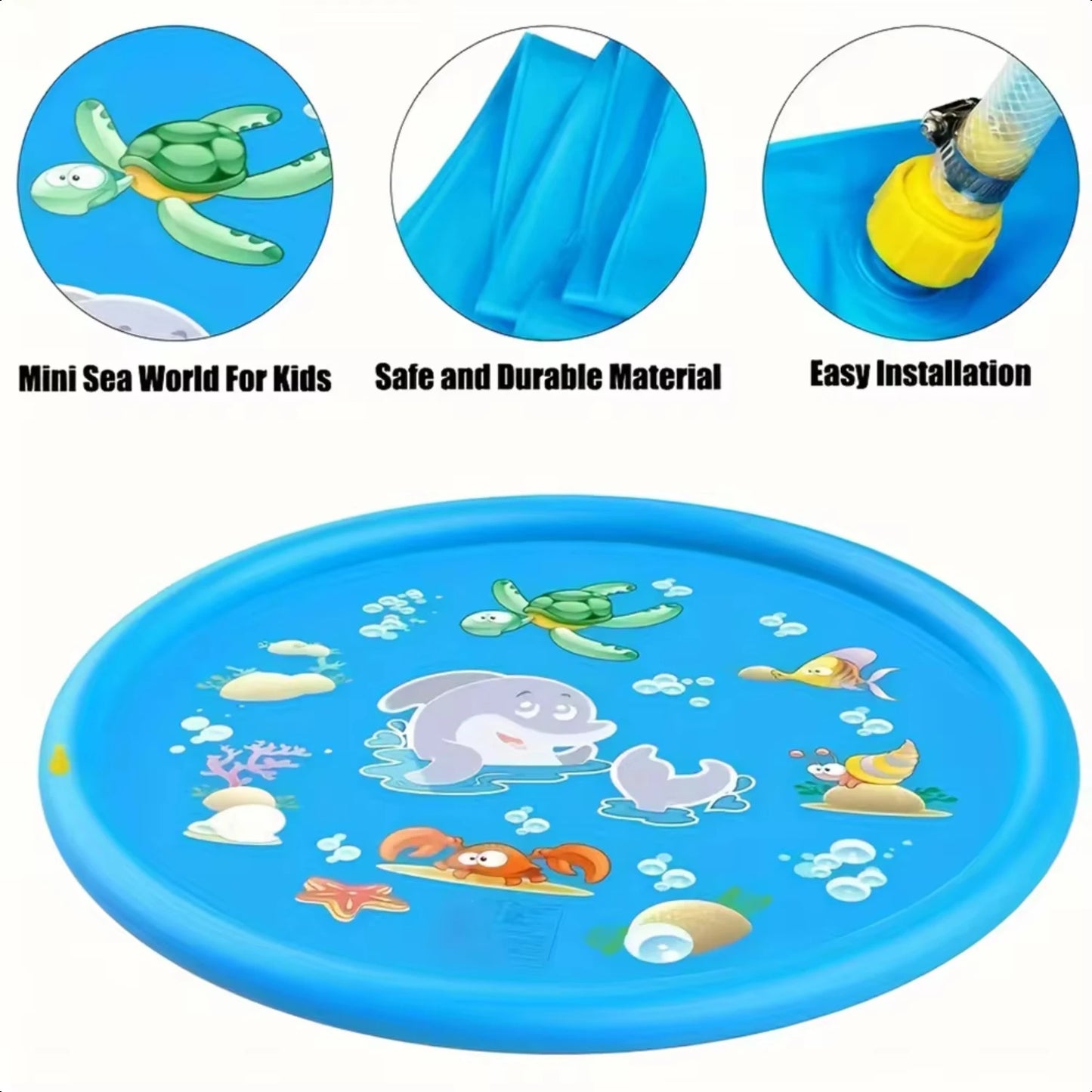 1pc Summer outdoor water game toy dolphin spray mat round sprinkler mat, outdoor spray mat, and PVC inflatable splash pad