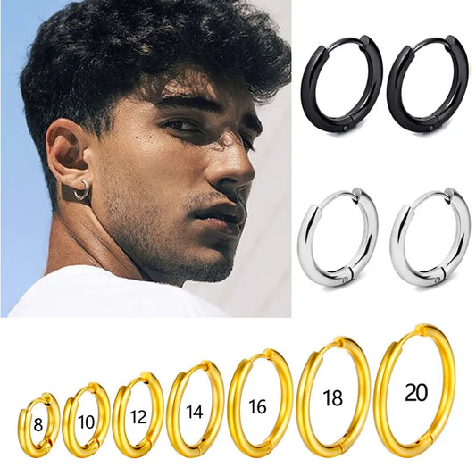 1 Pair Stainless Steel Hoop Earrings Women Men Gold Color Small Earrings Girl Jewelry