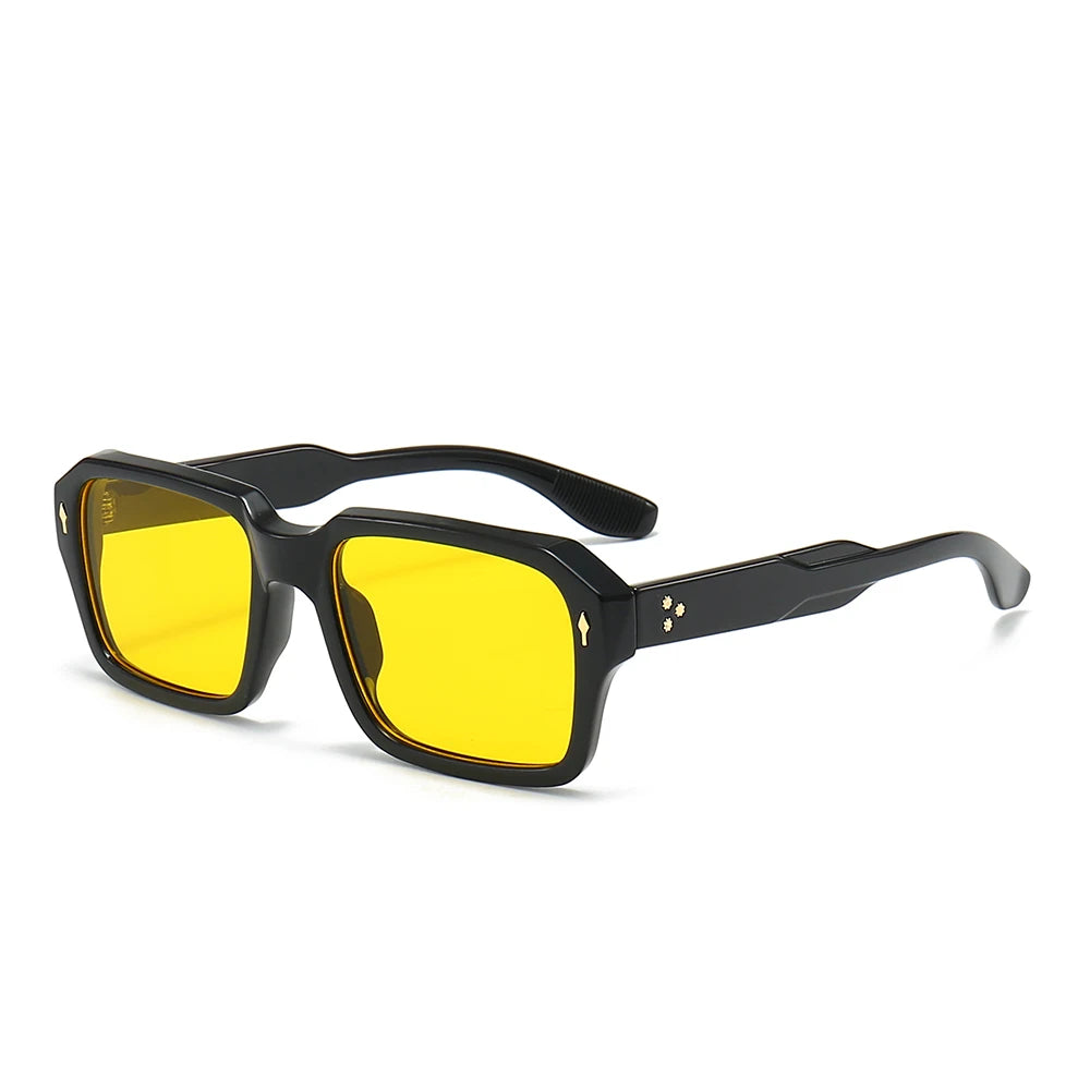 New Trendy Square Red Sunglasses Brand Designer Rivets Shades Eyewear Rectangle Sun Glasses UV400