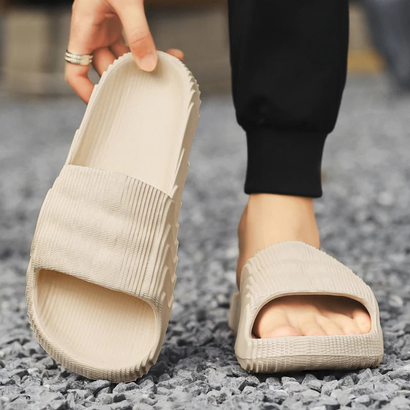 Soft Home Slippers Summer Indoor Skid Proof Bathroom Slippers Sandals Hotel Solid Color Men Women Flip Flops Flat Shoes