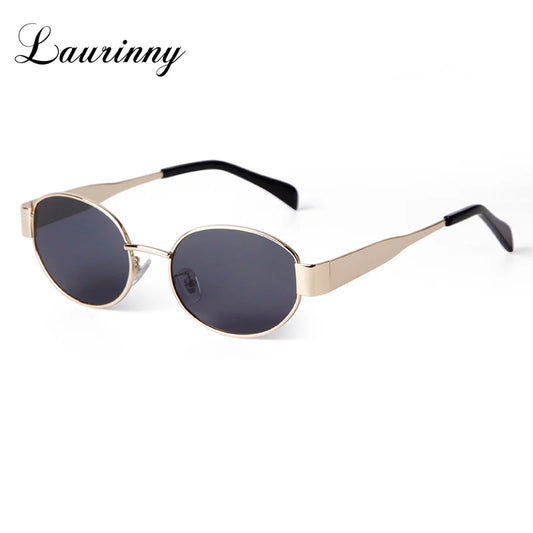 Retro Oval Sunglasses for Women Men Small Metal Frame Sun Glasses Brand Shades Clear Lens UV