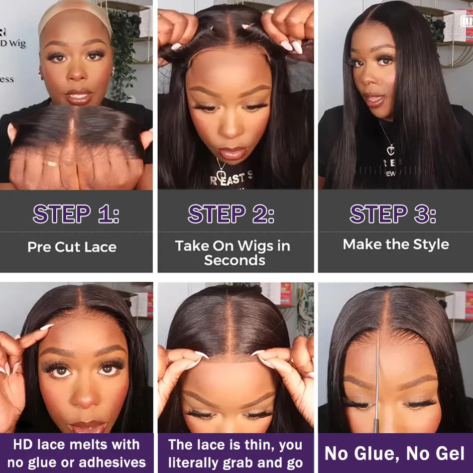 Wear Easy Go Straight Lace Wig 13x4 13x6 360 Lace Front Wigs 6x4 7x5 Pre-Cut Lace Wig Human Hair Ready To Wear Lace Closure Wig