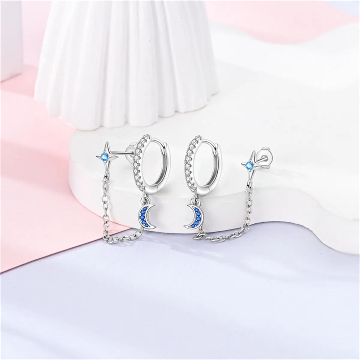 925 Sterling Silver Star Moon Starry Sky Series Drop Earrings For Woman Fashion Party Fine Gifts Elegant Jewelry Accessories