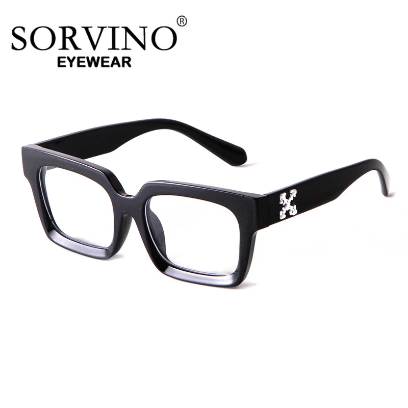 SORVINO Fashion Square Sunglasses Shades UV400 Leopard Brown Punk Colorful Sun Glasses Anti-blue Light Flat Glasses