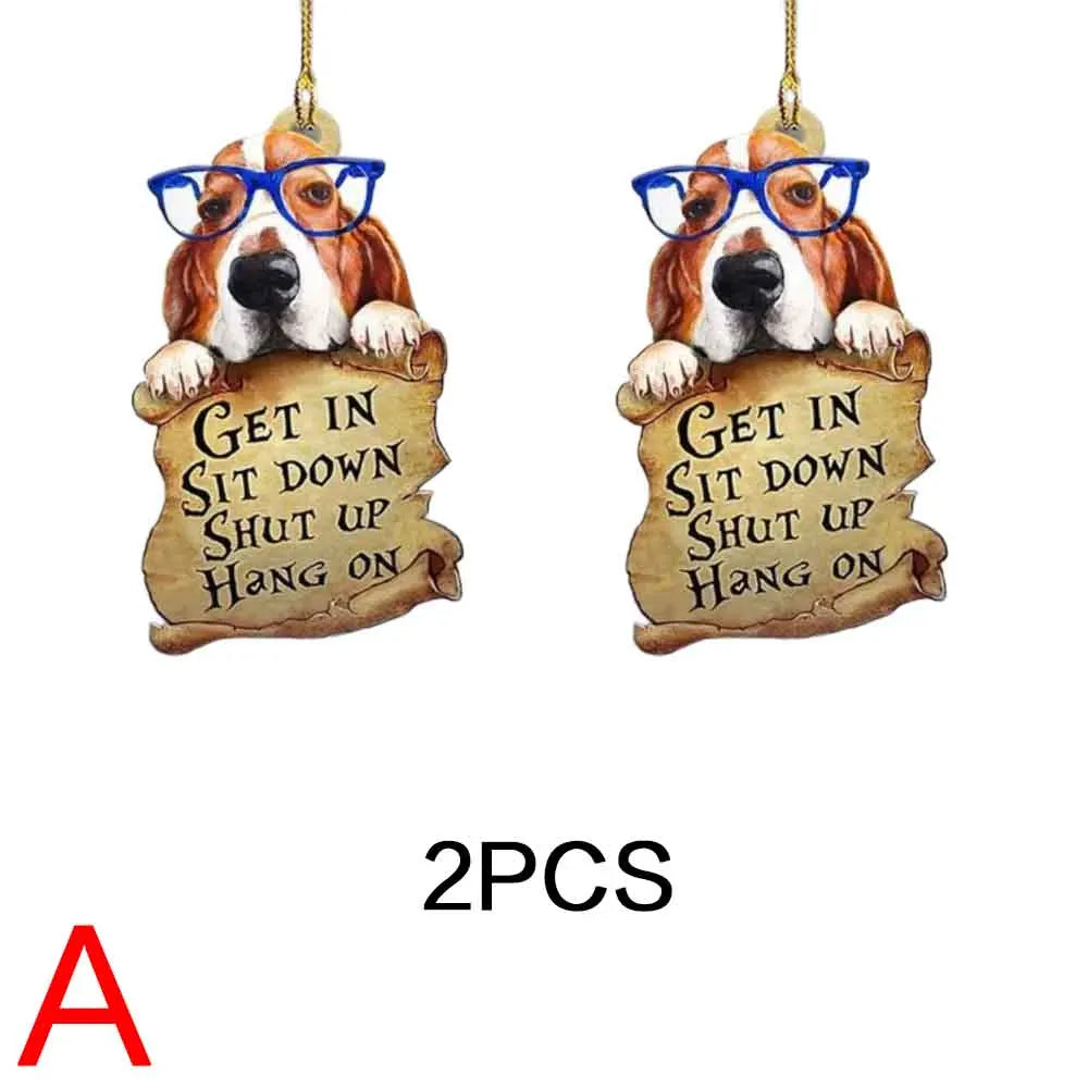 1PC/2PCS Cute Dog Car Hanger, Adorable Acrylic Animal Pendant for Automotive Interior Decoration, Double-Sided Ornament